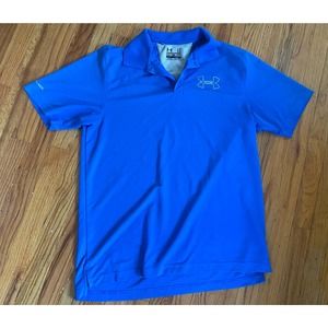 Under Armour Shirt Men's L Blue Golf Heatgear Polyester Coldblack Short Sleeve
